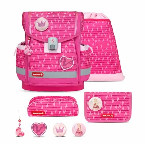 Belmil Classy Plus Schulranzen Set 5-teilig mit Brustgurt (405-78/AG/S) (Princess)