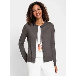 Strickjacke CASUAL LOOKS, Damen, Gr. 46, grau (anthrazit, meliert), 100% Polyacryl, unifarben, Strickjacken Strickjacke