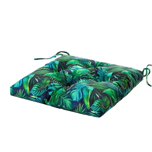Bjird Wasserdichtes Stuhlkissen 45x45 cm – Gartenkissen für Stühle & Sessel – Dickes Sitzkissen 6 cm – Outdoor Sitzauflage für Gartenmöbel – Wetterfest & Pflegeleicht - 1 Stück - Blaue Blätter