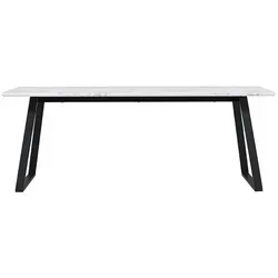 ebuy24 Esstisch Malaga 90x200cm - Marmor-Dekor in Weiß und Schwarz - Moderner Esstisch mit elegantem Marmor-Dekor, ideal für stilvolle Essbereiche. Maße: 200x90cm, Höhe 75cm, zerlegt geliefert.