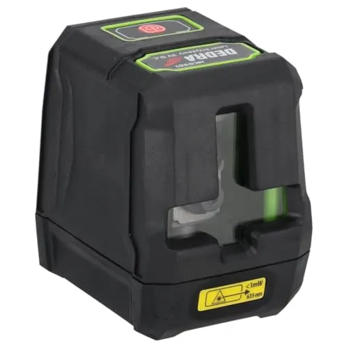 Kreuzlinienlaser, Laser-Wasserwaage DEDRA 0,9mW roter Laser 20 m. IP54 schutz, mit etui und AA Batterie, Arbeitstemperaturen bis zu +50°C Lieferung mit Tragetasche und 2x AA Batterien