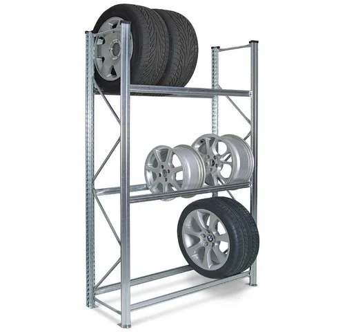 BRB-Lagertechnik Steckregal Profi Reifenregal - Steckregal für bis zu 24 Reifen, verstellbare Reifentraversen und hohe Tragkraft von 200 kg pro Ebene. Ideal für Handel, Betrieb und Garage.