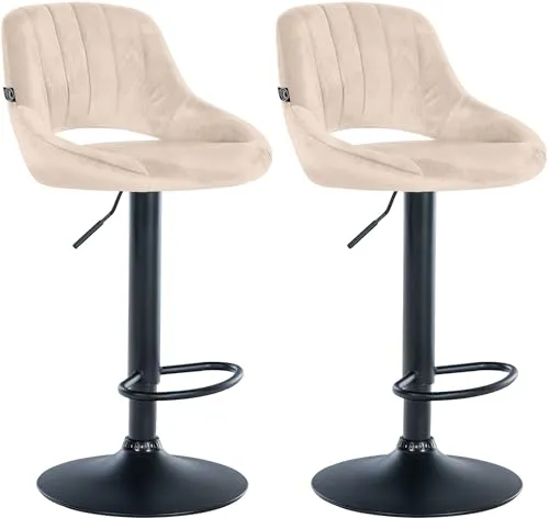 CLP 2er Set Barhocker Milet mit Samt-Bezug in beige von CLP