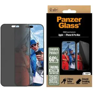 PanzerGlass Privacy iPhone 16 Pro Max UWF - Displayschutzfolie, optimaler Schutz und Privatsphäre für dein iPhone 16 Pro Max