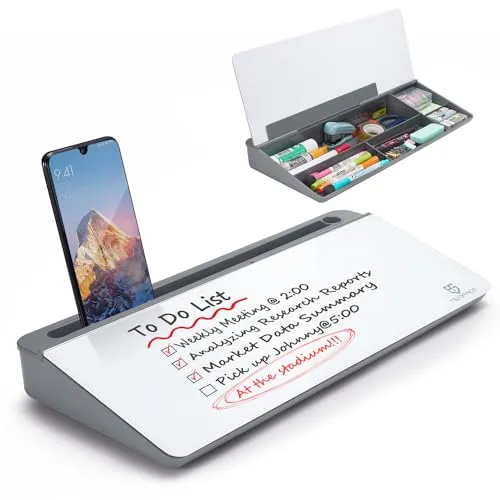 Kleines Whiteboard aus Glas, trocken abwischbar, Computertastatur-Ständer mit Schublade, Schreibtisch-Organizer mit Zubehör für Büro, Zuhause, Schulbedarf