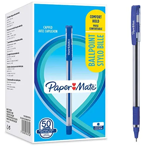 Paper Mate Kugelschreiber | Komfortgriff | feine Spitze (0,7 mm) | blau | 50 Stück