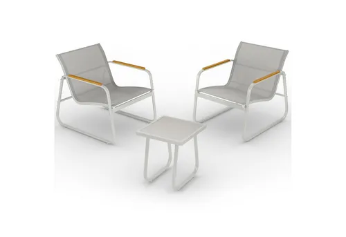 Blumtal Gartenmöbel Set 3er - Stilvolles Balkonmöbel Set für 2 Personen - Gartenmöbel-Set für 2 Personen mit robusten Sesseln und einem eleganten Glastisch. Wetterbeständig und pflegeleicht, ideal für entspannte Stunden auf Balkon oder Terrasse.