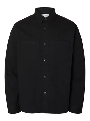 SELECTED FEMME Slhtravis Twill Overshirt Ls Noos - Stylisches Overshirt in Schwarz, normal geschnitten mit Hemdkragen und langen Ärmeln. Vielseitig kombinierbar für jeden Anlass.
