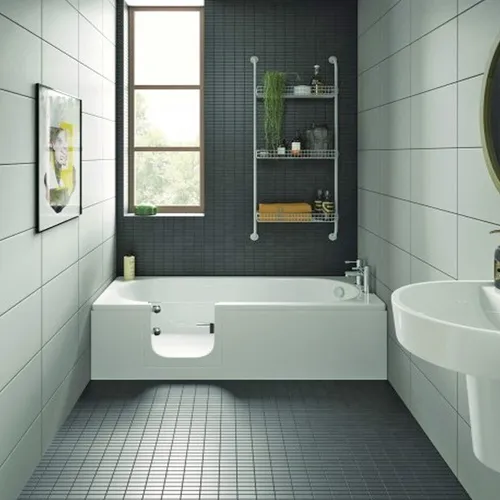 CASCADE Badewanne mit Tür – Seniorenbadewanne 150x70cm, Ausführung Links - Sanitäranlagen & Zubehör, komfortabler Einstieg für Senioren und Sicherheit beim Baden dank integrierter Tür.