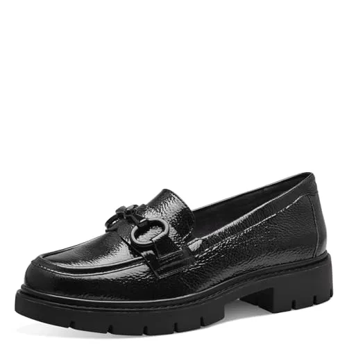 Tamaris Comfort Damen Slipper aus Leder Elegant, Schwarz (Bottle Patent), 40 EU - Elegante Tamaris Comfort Slipper aus hochwertigem Leder mit Fersenpolster für optimalen Tragekomfort. Die herausnehmbare Einlegesohle sorgt für individuelle Anpassung und ein angenehmes Fußgefühl – perfekt für stilbewusste Frauen.