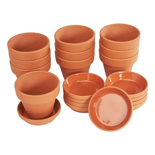 VBS Blumentopf TERRAKOTTA mit Untersetzer 10 Paar hochwertig langlebig Tontöpfe mit Bodenloch Pflanztopf Pflanzkübel Töpfe Tontopf Sukkulenten Anzuchttöpfe DIY Ø 6 cm