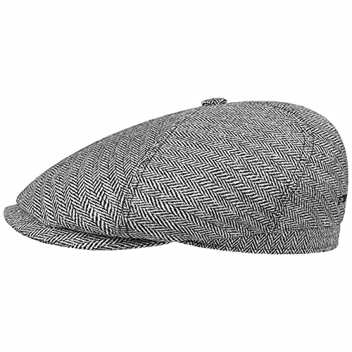 Stetson Milner Flatcap Herren Made in EU Hoher UV-Schutz Elegante Schiebermütze 100% Seide Baumwollfutter Sommer Winter schwarz-weiß 60 cm