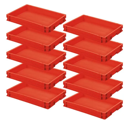 BRB-Lagertechnik Stapelbox 10x Eurobehälter mit 2 Griffleisten - Stapelboxen für effiziente Lagerung, aus robustem Polypropylen, leicht zu reinigen und stapelbar, ideal für Industrie, Handwerk und Zuhause.