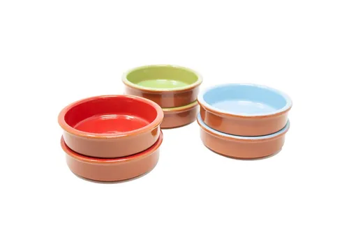 ToCi Servierschale Tapas Schalen Farbig: 6er-Set - Servierschalen aus Ton, ideal für Tapas und kleine Gerichte, hitzebeständig und vielseitig einsetzbar für Mikrowelle und Backofen.