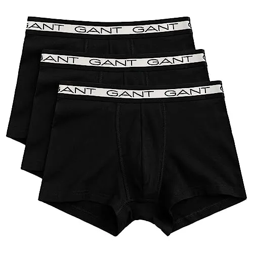 GANT Herren Boxer Shorts 3er Pack - BASIC TRUNKS in Schwarz - Herrenunterhosen im praktischen Multipack, aus weichem Baumwoll-Stretch für optimalen Tragekomfort und perfekte Passform.