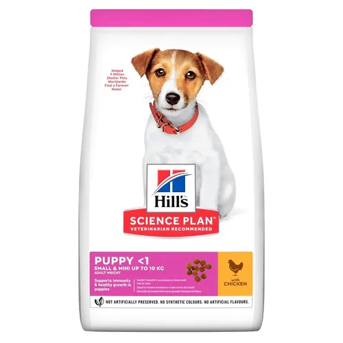 Hill's Puppy Small & Mini Huhn Hundefutter 3 kg - Hundefutter für kleine Rassen, reich an hochwertigem Huhn und unterstützt das gesunde Wachstum Ihres Welpen.