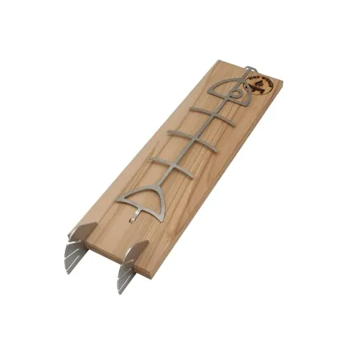 Fire World Flammlachsbrett Set - Buchenholz mit Edelstahl Halterung - Räucherbretter für ein beeindruckendes Grillerlebnis! Ideal für Fischhälften bis 1,5 kg, aus nachhaltigem Buchenholz und mit sicherer Edelstahl-Steckverbindung.