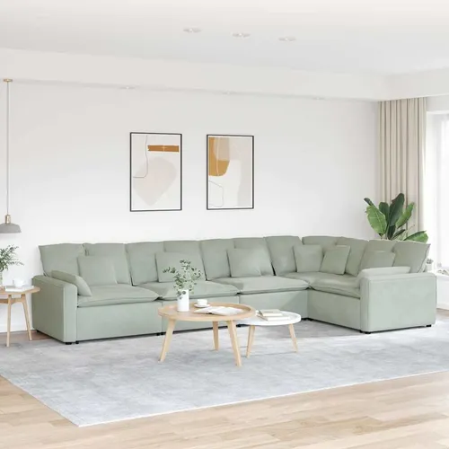 vidaXL Modulares Sofa mit Kissen Samt Hellgrau von vidaXL