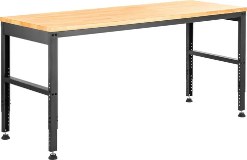 SucceBuy Verstellbare Werkbank von , 48 x 20 x 38,1 Zoll, 28,3 bis 38,1 Zoll Höhe, 2000 lbs Tragkraft, Steckdosen, Hartholzplatte, Metallrahmen, Fußpolster, Büro/Zuhause/Garage