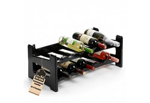 BigDean Flaschenregal Flaschenregal stapelbar für 12 Flaschen Weinregal, Set 2-tlg., Modular, Erweiterbar, Werkzeugfrei, Robust, Standsicher