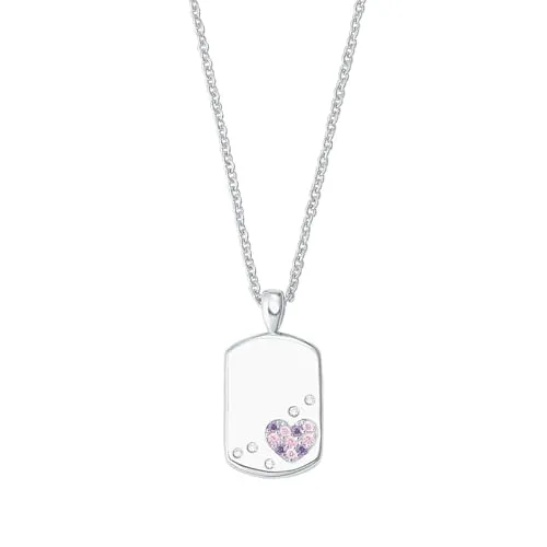 Prinzessin Lillifee Kette mit Anhänger 925 Sterling Silber Mädchen Kinder Halsschmuck, mit Zirkonia synth., 35+3 cm, Lila, Herz, Kommt in Schmuck Geschenk Box, 2027206