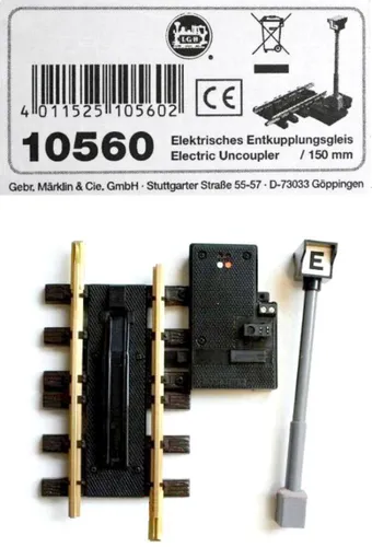 LGB 10560 elektrisches Entkupplungsgleis für Gartenbahn - Gleismaterial für Gartenbahnen, ermöglicht einfaches Entkuppeln von Waggons, ideal für Modellbahner im Maßstab 1:25.