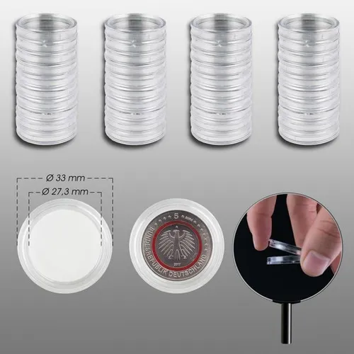 Münzkapseln Prophila 27 mm z. B. für 5 Euro, 2 DM, 2 Francs klar 40