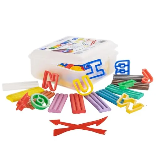 Feuchtmann SCHUL-KNET - Vorschul-Knet-Set 49-teilig, 400g Kinderknete mit Buchstaben, Zahlen und Werkzeugen, vegane glutenfreie Spielknete, Nicht trocknende, ungiftige Modelliermasse