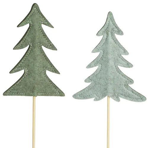 Weihnachtsdeko Blumenstecker Filz Tannenbaum Grün 11x3,5cm 6 Stück