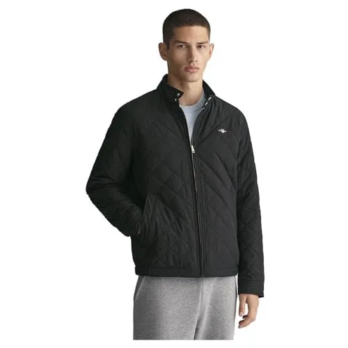 Gant Herren Quilted Windcheater Jacke, Schwarz, XL EU - Funktionsjacke mit winddichtem Material, ideal für Outdoor-Aktivitäten und wechselhaftes Wetter.