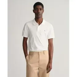 Gant Herren Reg Shield Pique Polohemd, Weiß, XL EU - Elegantes Poloshirt für Herren mit normaler Passform, Flachstrickkragen und stilvoller grafischer Stickerei auf der Brust – perfekt für legere Anlässe.
