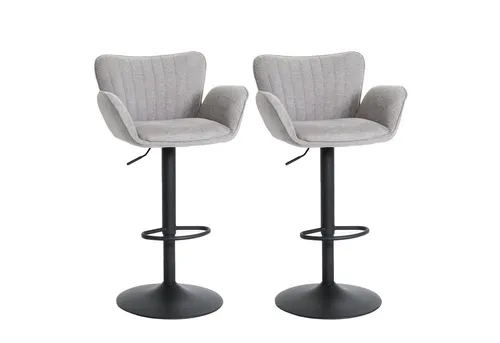 PROREGAL® Barhocker Barhocker gepolstert mit Lehne, Sitzhöhe 66-90cm mit Armlehne, drehbar (2 St), 360° drehbar, stufenlos höhenverstellbar, ein echter Hingucker