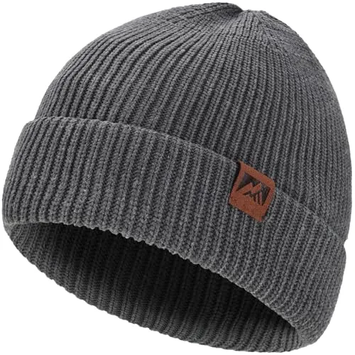 BARFULKER Beanie Mütze Herren Damen Winter, Warme Wintermütze Strickmütze Dehnbare Weiche Skimütze Winddichte Doppellagige Laufmützen Geschenke für Männer Frauen,Grau