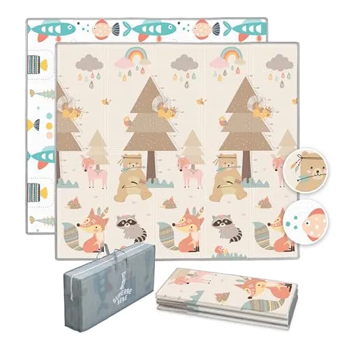 Krabbelmatte Baby Faltbar - 150x180cm, schaumstoff, rutschfest - Spiel- & Puzzelmatten, schadstofffrei und wasserfest; ideal für sicheres Spielen und Lernen, fördert die motorischen Fähigkeiten Ihres Kindes.