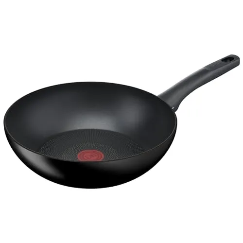 Tefal Hard Titanium On Wokpfanne 28 cm - Wokpfanne mit 3x Antihaftversiegelung und Thermo-Signal für perfekte Bratergebnisse. Geeignet für alle Herdarten, inklusive Induktion, und spülmaschinengeeignet.