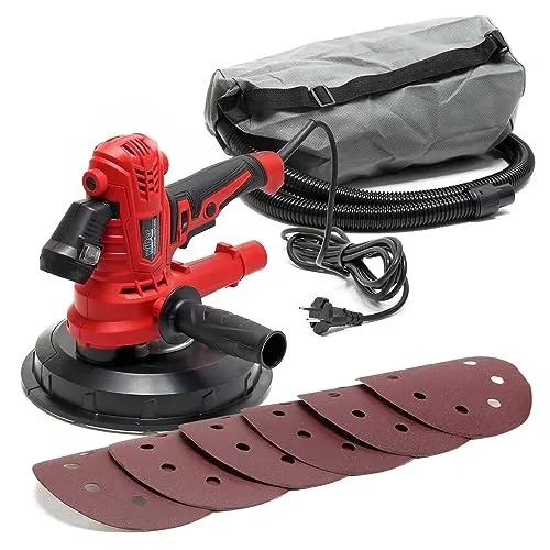 Wiltec Trockenbauschleifer 900 W – Wandschleifer mit Absaugung - Schleifmaschinen für müheloses Schleifen von Wänden und Decken, mit ergonomischem Design und effektiver Staubabsaugung für sauberes Arbeiten.