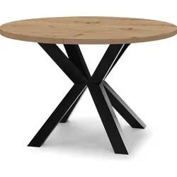 Runder Ausziehbarer Tisch RAL für Esszimmer – Loft-Stil, Eiche Artisan / Schwarz