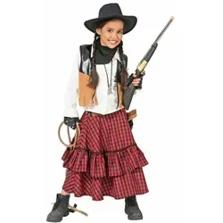 Funny Fashion Kostüm Cowgirl Kostüm 'Austine' für Mädchen, Rot Schwarz braun|bunt 164