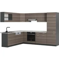 Vicco Winkelküche R-Line, Edelgrau/Anthrazit, 227 x 287 cm - Moderne Küchenzeile in Edelgrau/Anthrazit, individuell konfigurierbar und robust. Ideal für gesellige Kochabende mit Familie und Freunden.