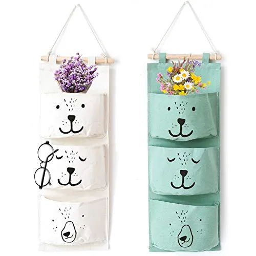 pcs Hängeorganizer, Hängeaufbewahrung Wandregal,Wand Hängen Tasche,Hängender Organizer mit 3 Taschen,Stoff hängende Tasche,Faltbare Hängetasche 2