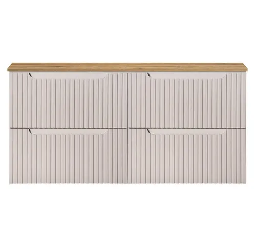 Lomadox Badezimmer Badschrank Waschtischunterschrank 120cm - Unterschränke fürs Bad, elegantes Design mit gerillter Front und Softclose-Schubladen - ideal für kleine Badezimmer dank reduzierter Tiefe.