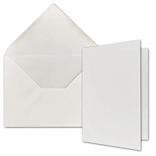 FarbenFroh by GUSTAV NEUSER A5 Doppelkarten Set inklusive Briefumschläge - 25er-Set - Blanko Einladungskarten in Hochweiß mit gerippten Briefumschlägen (Strukturprägung)