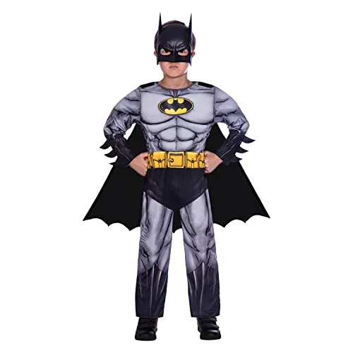 Batman Lizenz Kinderkostüm Deluxe für 3-4 Jahre - Kostüme für kleine Helden, original Batman Design mit gepolstertem Stretch-Overall, 3D-Manchetten und abnehmbarem Umhang für ein authentisches Spielerlebnis.