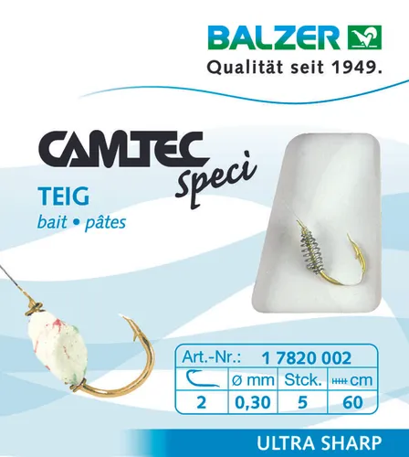 Balzer Camtec Speci Haken Teig Teighaken - Goldhaken mit Spirale gebunden Gr. 2