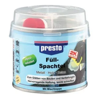Presto Spachtelmasse 600054, 2K Füllspachtel - Spachtelmasse & Kitt, ideal für Karosserien, bietet hervorragende Haftung und ist leicht schleifbar, perfekt für Hobby und DIY-Projekte.