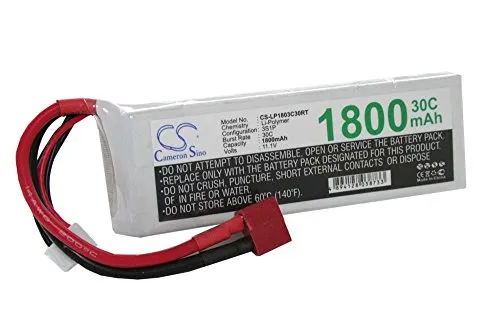 vhbw Akku kompatibel mit T-System AWG14 Stecker für Modellbau (1800mAh, 11,1V, Li-Polymer)