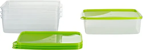 MiraHome Gefrierdosen 4x3L rechteckig grün – ideal für Mealprep und Organisation - Frischhaltedosen für die Küche, luftdicht und stapelbar. Hält Lebensmittel länger frisch und ist spülmaschinen- sowie mikrowellengeeignet. Perfekt für jeden Haushalt!