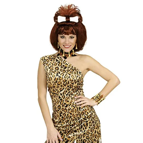 Amakando Leoparden Halsschmuck Steinzeit Kette Neandertaler Halskette Knochen Halsband Karneval Kostüm Zubehör Höhlenmensch Accessoire Dschungel Schmuck