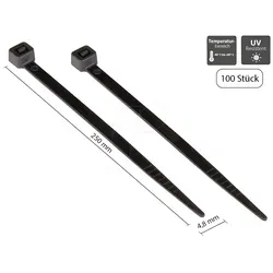 GC KAB-25S48 - Kabelbinder, UV-beständig, 250 mm, schwarz 100er-Pack