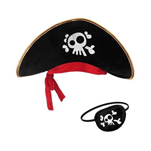 Piratenhut Augenklappe für Kinder und Erwachsene Karibik Kapitän Kostüm (für Erwachsene)